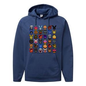 Fnaf Pixel Art Collage Performance Fleece Hoodie