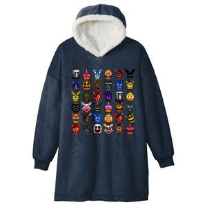 Fnaf Pixel Art Collage Hooded Wearable Blanket