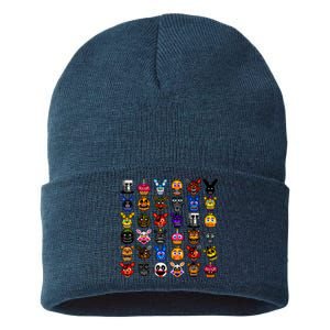 Fnaf Pixel Art Collage Sustainable Knit Beanie