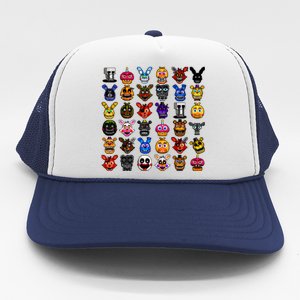 Fnaf Pixel Art Collage Trucker Hat