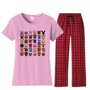 Fnaf Pixel Art Collage Women's Flannel Pajama Set