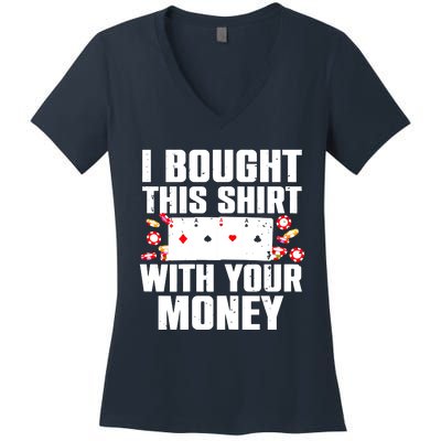 Funny Poker Art For Gambling Poker Player Gambler Women's V-Neck T-Shirt