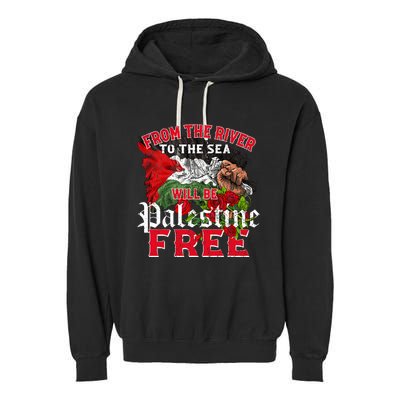 Free Palestine Arabic Support Palestine And Keffiyeh Palesti Garment-Dyed Fleece Hoodie