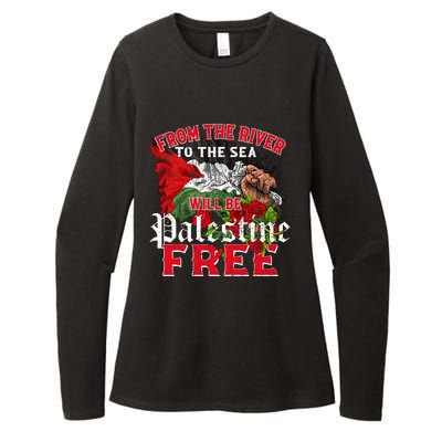 Free Palestine Arabic Support Palestine And Keffiyeh Palesti Womens CVC Long Sleeve Shirt