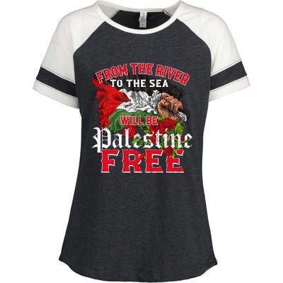 Free Palestine Arabic Support Palestine And Keffiyeh Palesti Enza Ladies Jersey Colorblock Tee