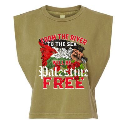 Free Palestine Arabic Support Palestine And Keffiyeh Palesti Garment-Dyed Women's Muscle Tee