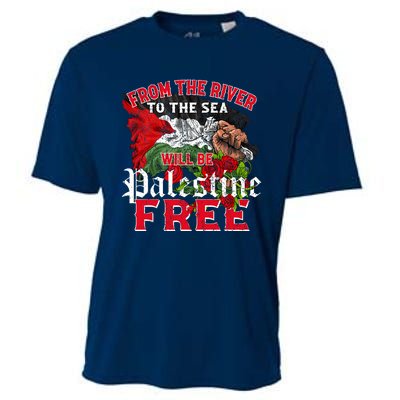 Free Palestine Arabic Support Palestine And Keffiyeh Palesti Cooling Performance Crew T-Shirt