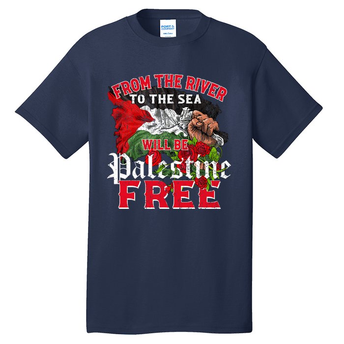 Free Palestine Arabic Support Palestine And Keffiyeh Palesti Tall T-Shirt