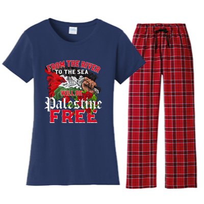 Free Palestine Arabic Support Palestine And Keffiyeh Palesti Women's Flannel Pajama Set