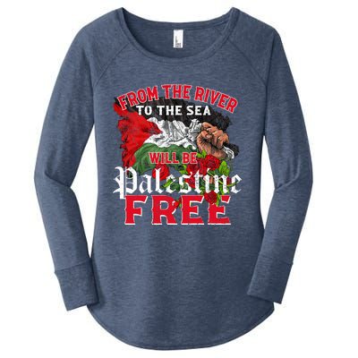 Free Palestine Arabic Support Palestine And Keffiyeh Palesti Women's Perfect Tri Tunic Long Sleeve Shirt