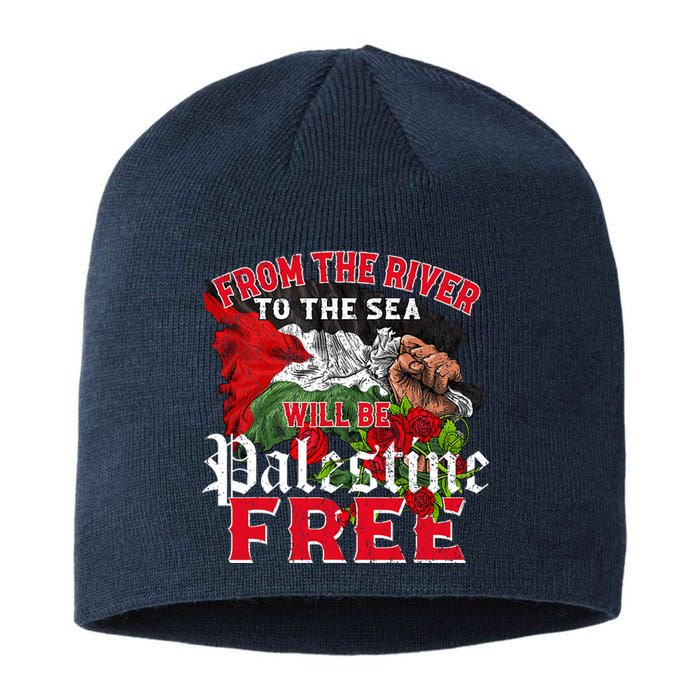 Free Palestine Arabic Support Palestine And Keffiyeh Palesti Sustainable Beanie