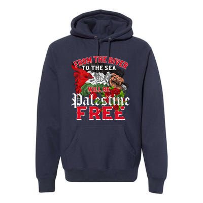 Free Palestine Arabic Support Palestine And Keffiyeh Palesti Premium Hoodie