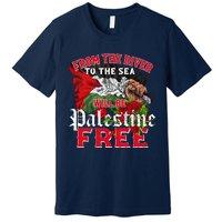 Free Palestine Arabic Support Palestine And Keffiyeh Palesti Premium T-Shirt