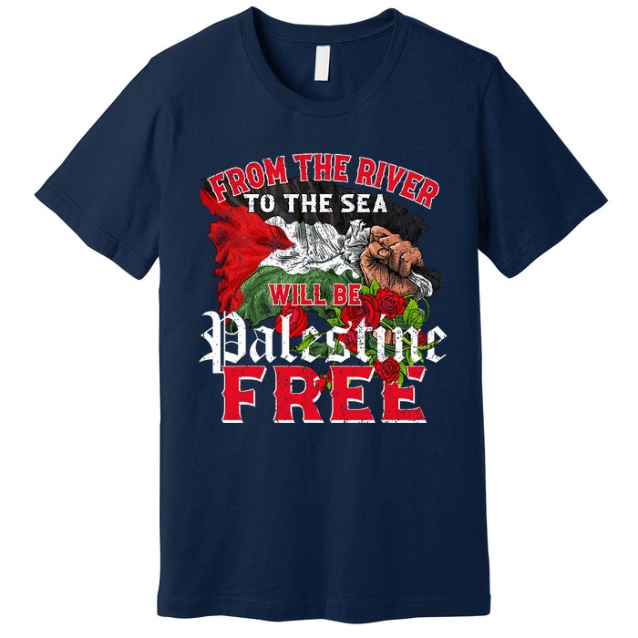 Free Palestine Arabic Support Palestine And Keffiyeh Palesti Premium T-Shirt