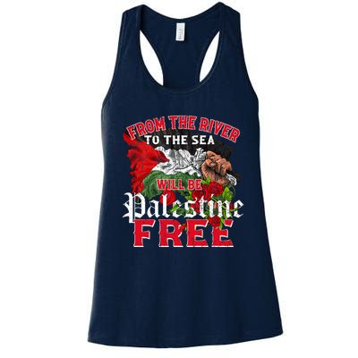 Free Palestine Arabic Support Palestine And Keffiyeh Palesti Women's Racerback Tank