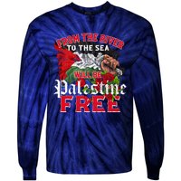 Free Palestine Arabic Support Palestine And Keffiyeh Palesti Tie-Dye Long Sleeve Shirt