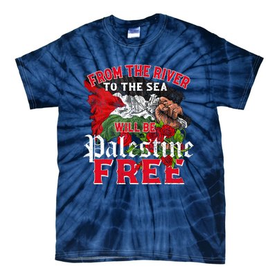 Free Palestine Arabic Support Palestine And Keffiyeh Palesti Tie-Dye T-Shirt