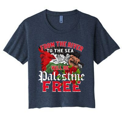 Free Palestine Arabic Support Palestine And Keffiyeh Palesti Women's Crop Top Tee