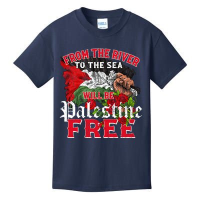 Free Palestine Arabic Support Palestine And Keffiyeh Palesti Kids T-Shirt