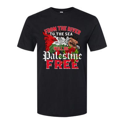 Free Palestine Arabic Support Palestine And Keffiyeh Palesti Softstyle CVC T-Shirt