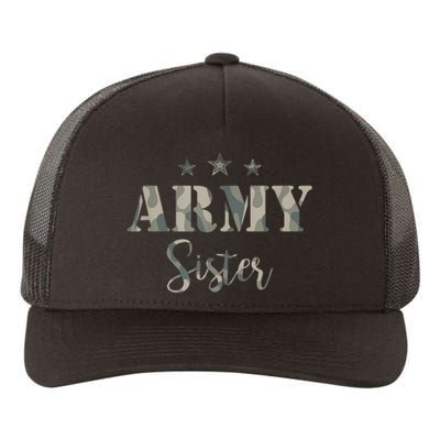 Funny Proud Army Sister Gift Camouflage Shirt Army Sister Gift Yupoong Adult 5-Panel Trucker Hat