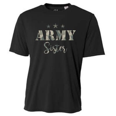 Funny Proud Army Sister Gift Camouflage Shirt Army Sister Gift Cooling Performance Crew T-Shirt