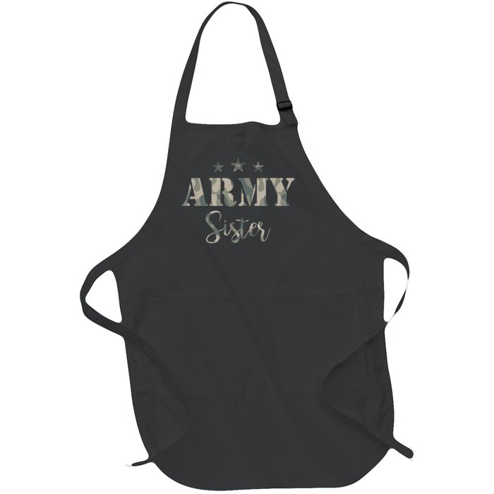 Funny Proud Army Sister Gift Camouflage Shirt Army Sister Gift Full-Length Apron With Pockets