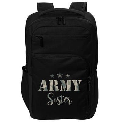 Funny Proud Army Sister Gift Camouflage Shirt Army Sister Gift Impact Tech Backpack