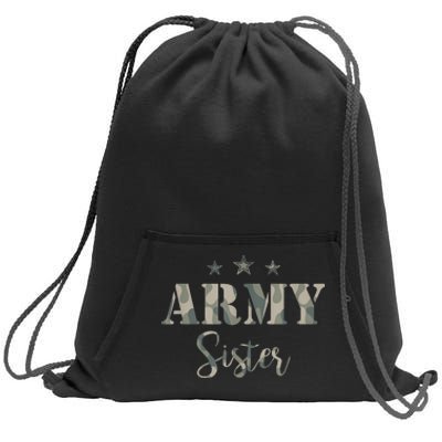 Funny Proud Army Sister Gift Camouflage Shirt Army Sister Gift Sweatshirt Cinch Pack Bag