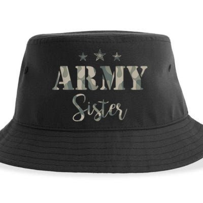 Funny Proud Army Sister Gift Camouflage Shirt Army Sister Gift Sustainable Bucket Hat