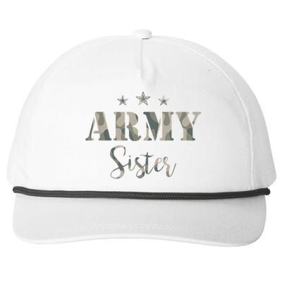 Funny Proud Army Sister Gift Camouflage Shirt Army Sister Gift Snapback Five-Panel Rope Hat