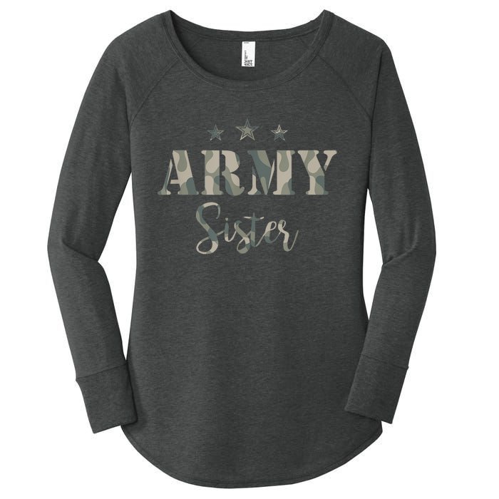 Funny Proud Army Sister Gift Camouflage Shirt Army Sister Gift Women's Perfect Tri Tunic Long Sleeve Shirt