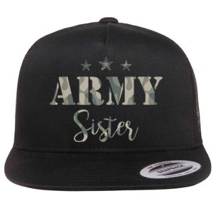 Funny Proud Army Sister Gift Camouflage Shirt Army Sister Gift Flat Bill Trucker Hat