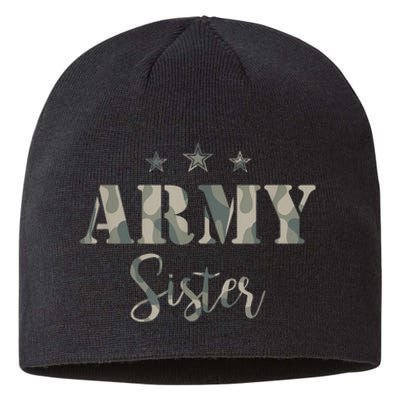 Funny Proud Army Sister Gift Camouflage Shirt Army Sister Gift Sustainable Beanie