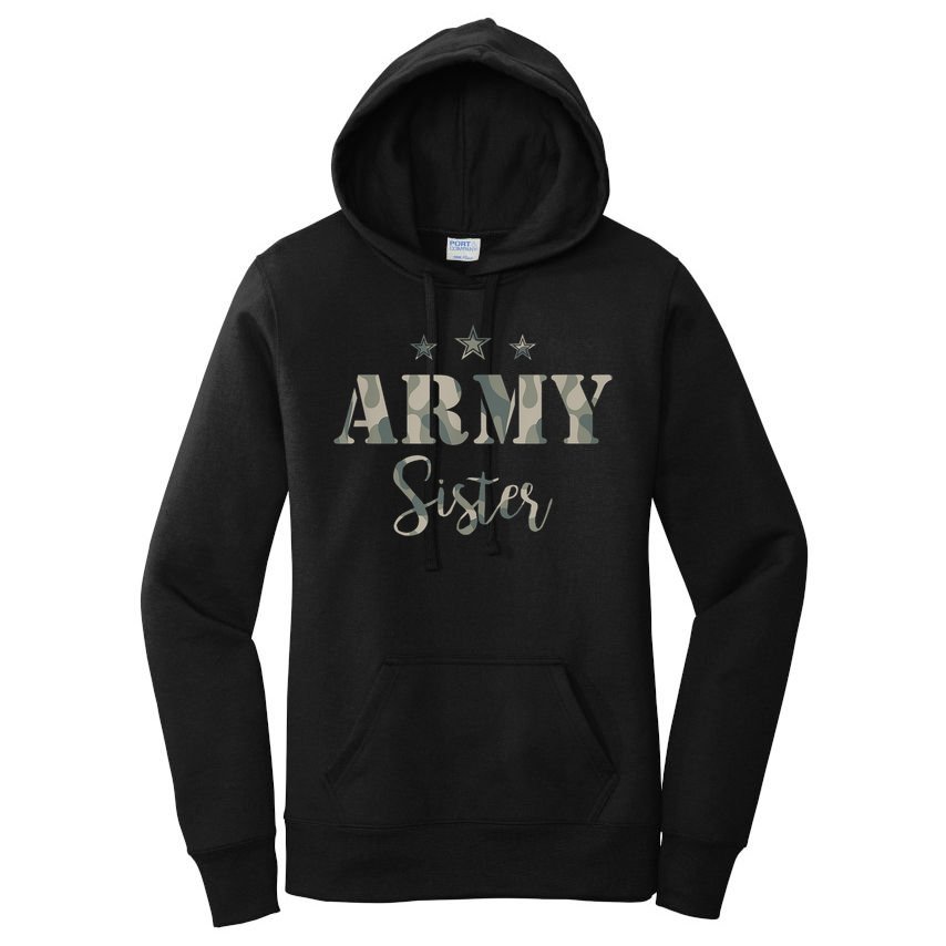 Funny Proud Army Sister Gift Camouflage Shirt Army Sister Gift Women's Pullover Hoodie