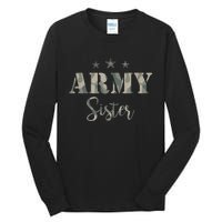 Funny Proud Army Sister Gift Camouflage Shirt Army Sister Gift Tall Long Sleeve T-Shirt