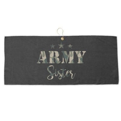 Funny Proud Army Sister Gift Camouflage Shirt Army Sister Gift Large Microfiber Waffle Golf Towel