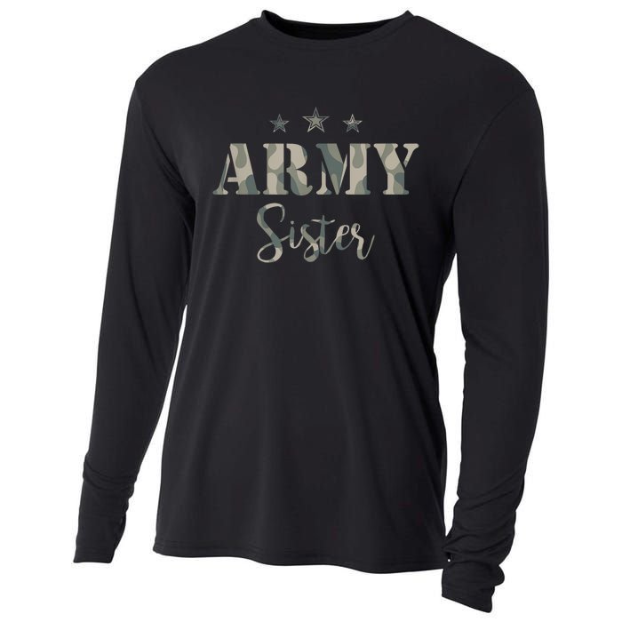 Funny Proud Army Sister Gift Camouflage Shirt Army Sister Gift Cooling Performance Long Sleeve Crew