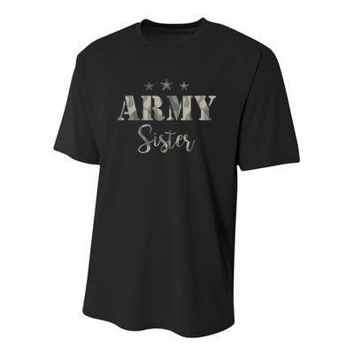 Funny Proud Army Sister Gift Camouflage Shirt Army Sister Gift Youth Performance Sprint T-Shirt