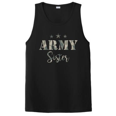 Funny Proud Army Sister Gift Camouflage Shirt Army Sister Gift PosiCharge Competitor Tank