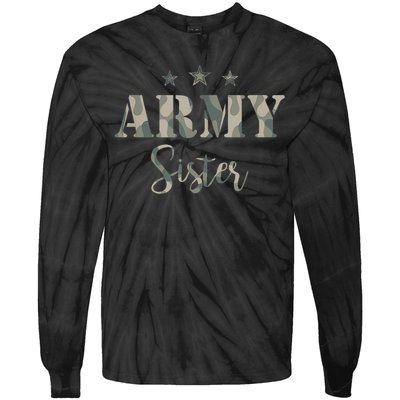 Funny Proud Army Sister Gift Camouflage Shirt Army Sister Gift Tie-Dye Long Sleeve Shirt