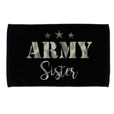 Funny Proud Army Sister Gift Camouflage Shirt Army Sister Gift Microfiber Hand Towel