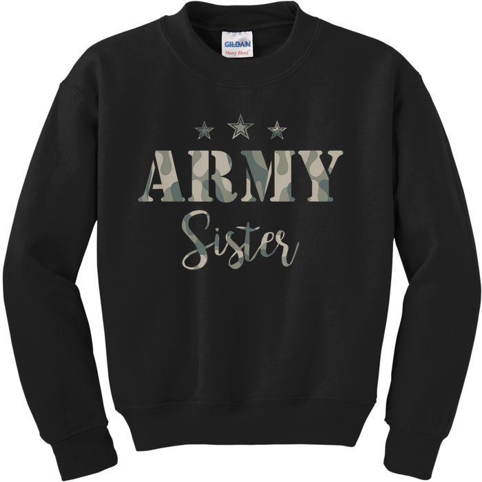 Funny Proud Army Sister Gift Camouflage Shirt Army Sister Gift Kids Sweatshirt