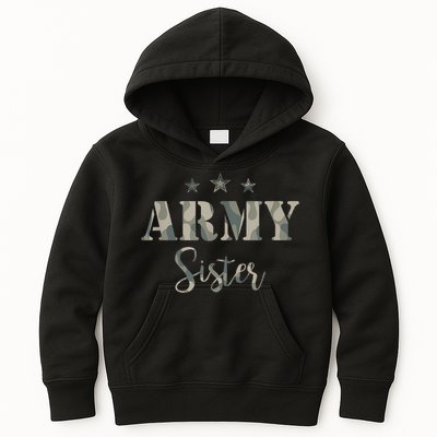 Funny Proud Army Sister Gift Camouflage Shirt Army Sister Gift Kids Hoodie