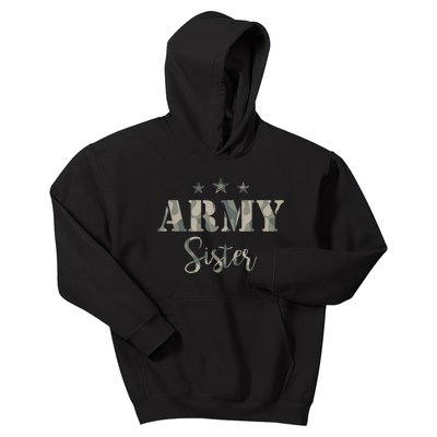 Funny Proud Army Sister Gift Camouflage Shirt Army Sister Gift Kids Hoodie