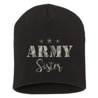 Funny Proud Army Sister Gift Camouflage Shirt Army Sister Gift Short Acrylic Beanie