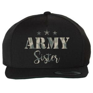 Funny Proud Army Sister Gift Camouflage Shirt Army Sister Gift Wool Snapback Cap