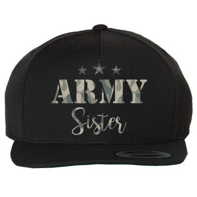 Funny Proud Army Sister Gift Camouflage Shirt Army Sister Gift Wool Snapback Cap