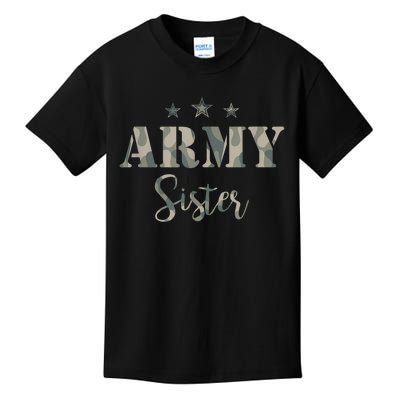 Funny Proud Army Sister Gift Camouflage Shirt Army Sister Gift Kids T-Shirt