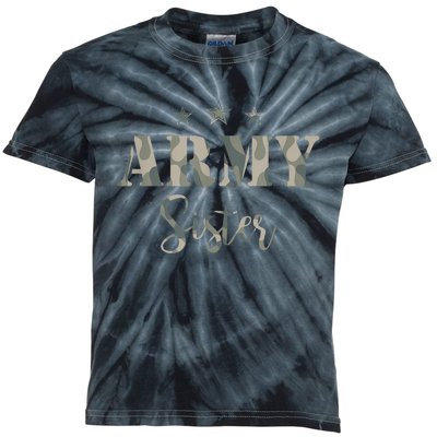 Funny Proud Army Sister Gift Camouflage Shirt Army Sister Gift Kids Tie-Dye T-Shirt